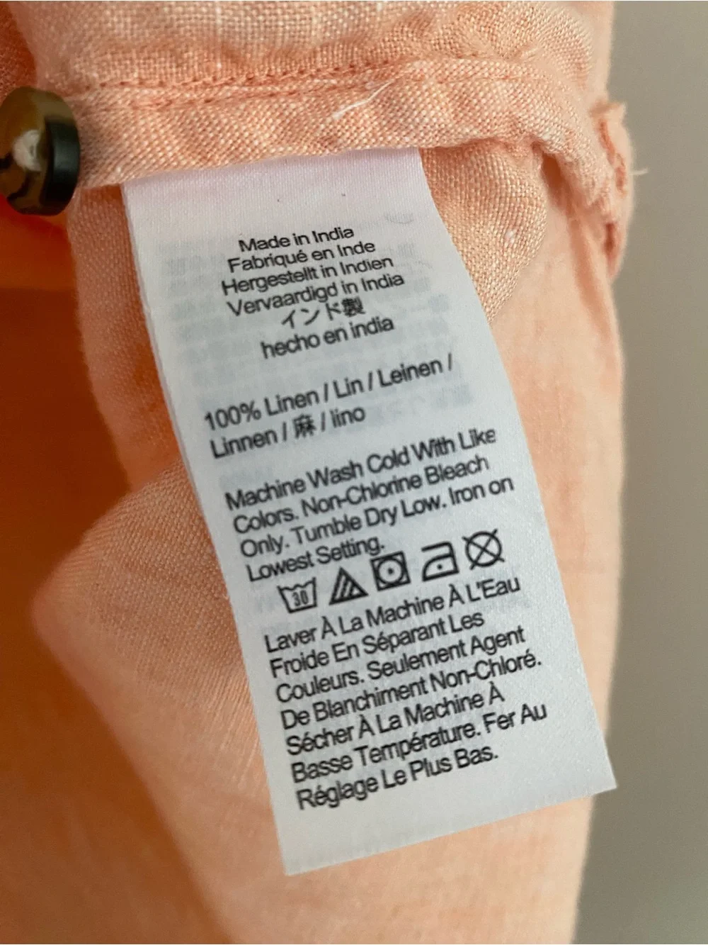J.Crew Relaxed Fit Baird McNutt Irish Linen Blouse Top Peach Coral L Boho